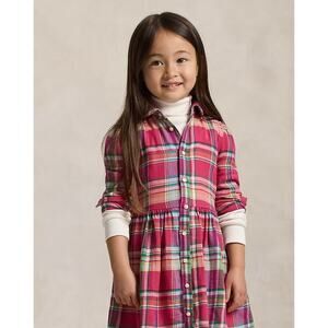 Ralph Lauren Girls 100% Cotton Tartan Plaid Shirtdress 24 Month